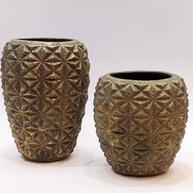 تصویر گلدان طرح شش ضلعی رزین دو سایز مکارود-کد GO900-XXX 