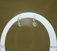 تصویر گوشواره حلقه ای ژوپینگ رنگ نقره ای-مدل قلبی دولایه کد 300009 