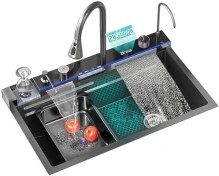 تصویر سینک ظرفشویی پیانویی ۷ کلید SUS304 گرید A هاشینگ 