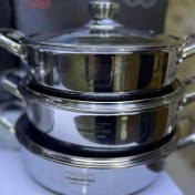 تصویر ماهیتابه استیل لیزری درب دار دو دسته مارک ترامنتینا برزیل سایز ۲۶،۲۸،۳۰ - سایز ۲۶ 