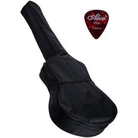 تصویر گیتار کلاسیک مشکی همراه با سافت کیس ضدضربه و پیک 