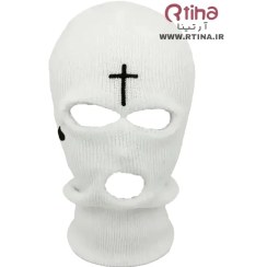 تصویر کلاه بافتنی کل صورت زنانه و مردانه سفید 
