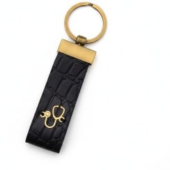 تصویر جاکلیدی چرم گاوی با پلاک پزشکی کد 1020 