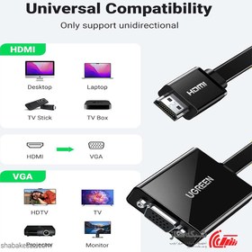 تصویر مبدل HDMI به VGA یوگرین MM103 مدل 40248 طول 25 سانتی متر UGREEN HMM103 DMI to VGA Converter 25cm