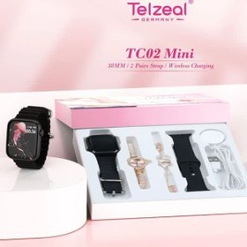 تصویر ساعت هوشمند اسمارت واچ ست زن و شوهری TC02 MINI - مشکی SMART WHATCH TELZEAL TC02 MINI