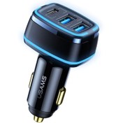 تصویر شارژر فندکی فست شارژ یوسامز USAMS C24 80W 3 Ports Fast Car Charger US-CC126 