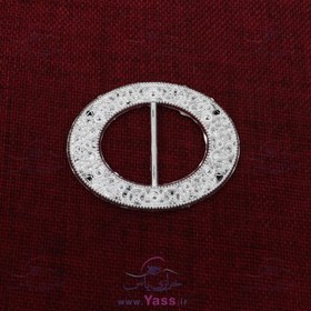 تصویر سگک نقره ای 3 سانت بیضی طرح توپی 