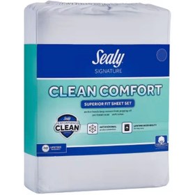 تصویر پد محافظ تشک‏ Signature Clean Comfort Mattress Pad مواد تشکیل‌دهنده: •پارچه رویه: 100% پلی‌استر •پوشش داخلی: پلی‌استر با پلی‌اورتان حرارتی •محتوای پرکننده: پلی‌استر Sealy signature clean comfort queen mattress pad protector