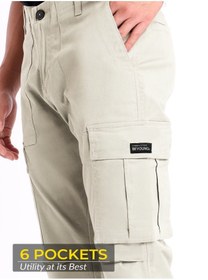 تصویر شلوار کتان کارگو مردانه آف وایت برند beyoung Off White Cargo Pant For Men