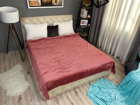 تصویر پتو مسافرتی یک نفره مدل کرکره ای تک رنگ 