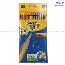 تصویر مداد رنگی 12 رنگ جعبه مقوایی بیک Bic 