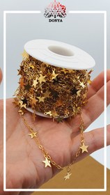 تصویر زنجیر استیل طلایی طرح ستاره 