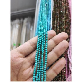 تصویر ریسه سنگ فیروزه سایز 3 میلیمتر تراش کد 14063 