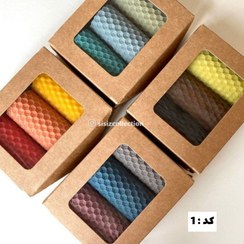 تصویر شمع موم عسلی دست‌ساز با بسته‌بندی شیک 