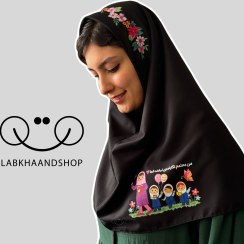 تصویر مقنعه طرح معلمی و گل چاپی 