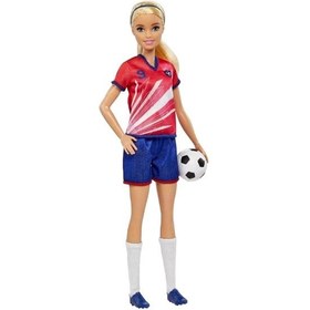 تصویر عروسک باربی فوتبال بلوند با پیراهن شماره ۹ (۲۹ سانتی‌متر) برند barbie Barbie Soccer Blonde Doll in #9 Jersey (29 cm)