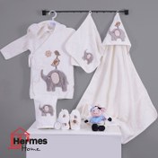 تصویر سرویس حوله نوزادی ۵ تیکه مادرکر MOTHERCARE مدل: BIRD AND ELEPHENT KREM 