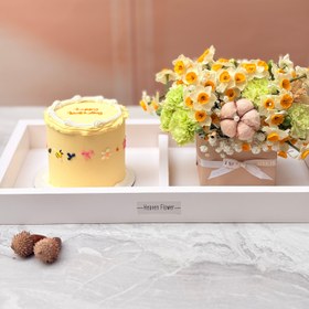 تصویر باکس گل و کیک نرگس 