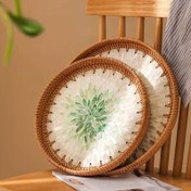 تصویر سینی حصیری کف صدفی - ۳۰سانت 