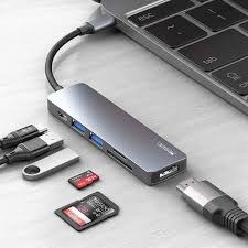 تصویر هاب 6 پورت USB-C یسیدو yesido HB11 مدل 4K HDMI card reader 