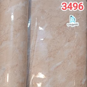 تصویر برچسب کابینت طرح سنگ هایگلاس کد 3496 کرم صورتی 