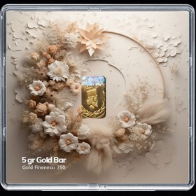 تصویر شمش طلا 18 عیار مدوپد مدل گل کد SG-10271 