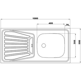 تصویر سینک ظرفشویی استیل البرز مدل 165 تک لگن روکار 