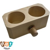 تصویر دانخوری پرنده شهرپت دوقلو چوبی Shahrpet Wooden Bird Food Bowl