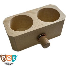 تصویر دانخوری پرنده شهرپت دوقلو چوبی Shahrpet Wooden Bird Food Bowl