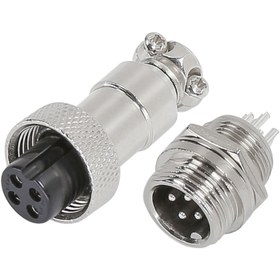 تصویر کانکتور فلزی نظامی GX12 ۴ پین 