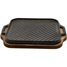 تصویر تابه گریل چدن مربع با چوب و انبر یونیک 6015 Unique UN-6015 Grill Pan