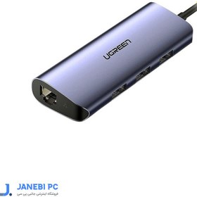 تصویر هاب 4 پورت Type C به USB 3.0 با پورت LAN یوگرین 60717 CM252 