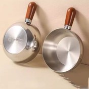 تصویر تابه استیل دسته چوبی 