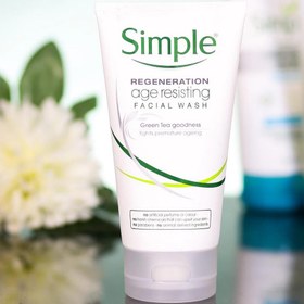 تصویر ژل شستشو ضدپیری چای سبز 150 میل سیمپل Simple Regeneration Age Resisting Facial Wash 150 ml