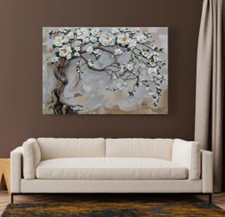 تصویر تابلو گچبریه درخت مدل برجسته Embossed model tree plasterboard