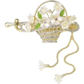 تصویر گیره مو زنانه مدل چفتی سبد گل آویزدار کد brg 4207 