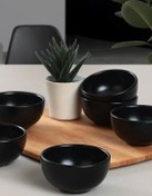 تصویر کاسه سفید سس کوکی ابر سیاه مات 8 سانتی متر 6 قطعه Keramika 