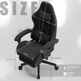 تصویر Dowinx Gaming Chair Fabric with Pocket Spring Cushion Massage Game Chair Cloth with Headrest Ergonomic Computer Chair with Footrest 290LBS Black - ارسال 15 الی 20 روز کاری 