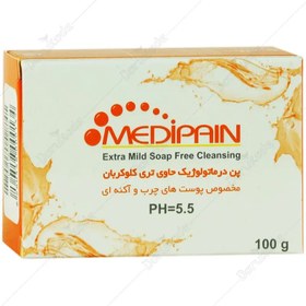 تصویر پن مدیپن درماتولوژیک حاوی تری کلوکربان مناسب پوست های چرب 100 گرم Medipain Anti Bacterial Syndet Bar + TCC 1% 100 g 