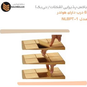 تصویر باکس پذیرایی(شکلات،تی‌بگ،آجیل) مدل:NLBPT1 ابعادcm:ارتفاع7.5عرض20طول30 رنگ:کهربایی نوع جنس:پلای‌وود4میلیمتری(چوب طبیعی) پوشش سطحی:لاک 