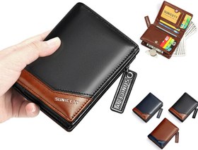 تصویر کیف پول و جاکارتی مردانه کوچک زیپ دار سانی ستی SUNICETY S3004 zipper short men's wallet 