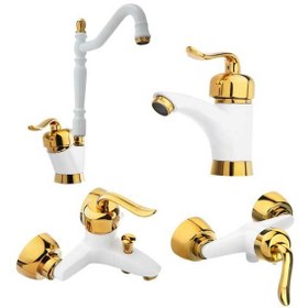 تصویر ست 4 عددی شیرآلات مدل قاجاری - طلایی Ghajari Economic Faucet set four pieces