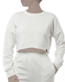 تصویر سویشرت زنانه ورزشی کراپ جلو بسته سفید مل اند موژ Mel & Moj کد W07939-002 