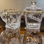 تصویر ست فنجان و قندان گندم لب طلا کد 77 