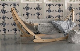 تصویر گهواره سنتی ننو کرم و طوسی 