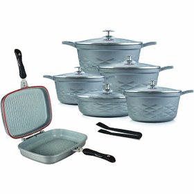 تصویر سرویس قابلمه 12 پارچه گرانیتی نالینو مدل الیتا Nalino Elita pluss Pot Set-13PCS