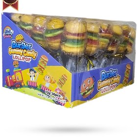 تصویر پاستیل همبرگر چوبی Burger gummy candy lollipop پک 30 تایی 