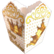 تصویر ظرف پاپ کورن مسترتم طرح تاج پلاس بسته 10 عددی - سفید 