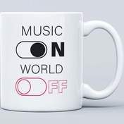 تصویر ماگ سرامیکی طرح music on world off کد 00658 