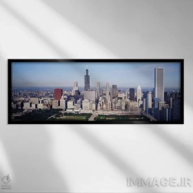 تصویر تابلو دکوراتیو Chicago, Illinois, USA,نمای هوایی از ساختمان ها در شهر… اثر پانورامیک ایمجز - بوم گالری ایماژ / 90x30 / بوم کلاف‌شده Aerial view of buildings in a city BY Panoramic Images